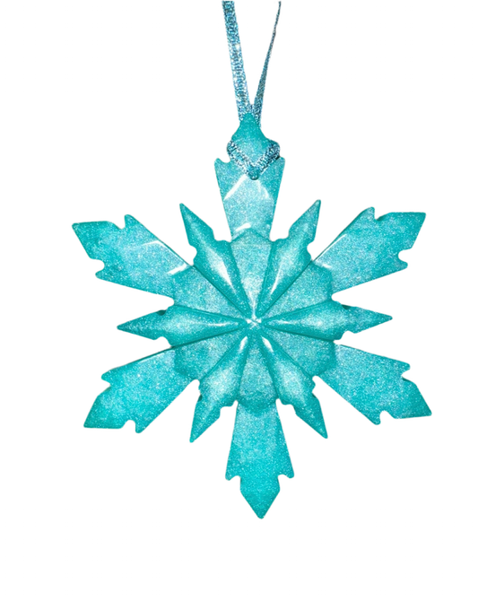 Glitter Resin Star Tree Decoration - Turquoise