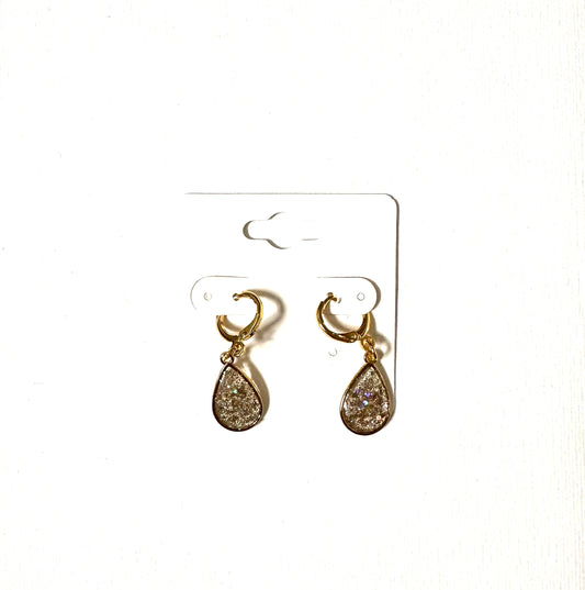 Huggie Teardrop Drop Earring - Glitter