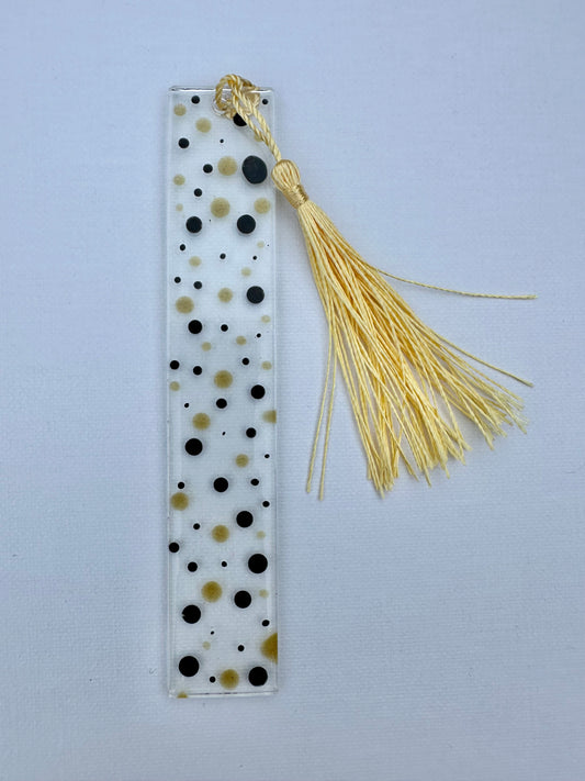 Resin Bookmark - Black & Gold Dots