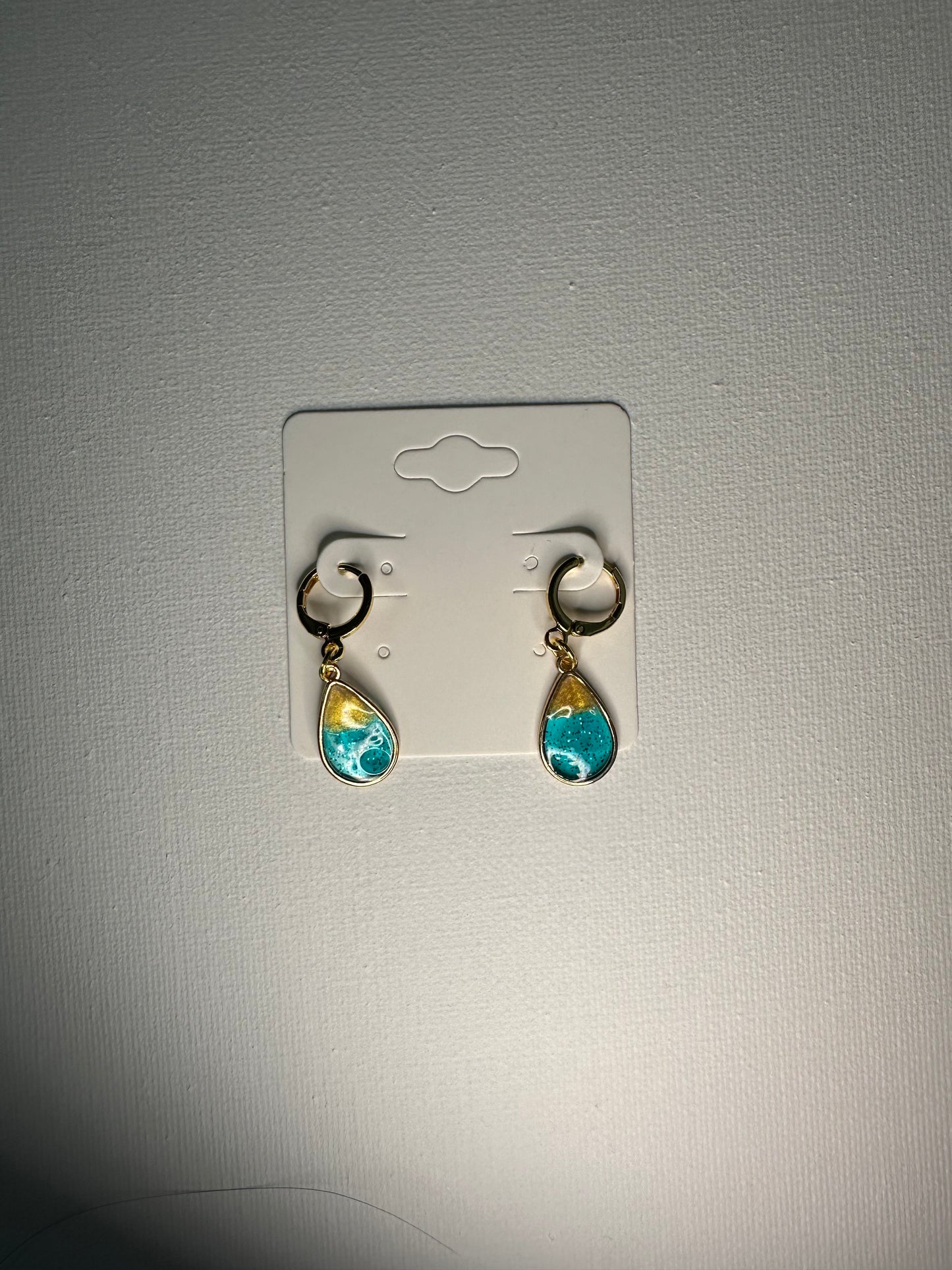 Huggie Teardrop Drop Earring - Blue & Gold