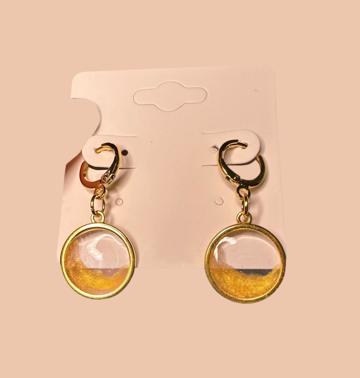 Huggie Round Drop Earring - Half Clear