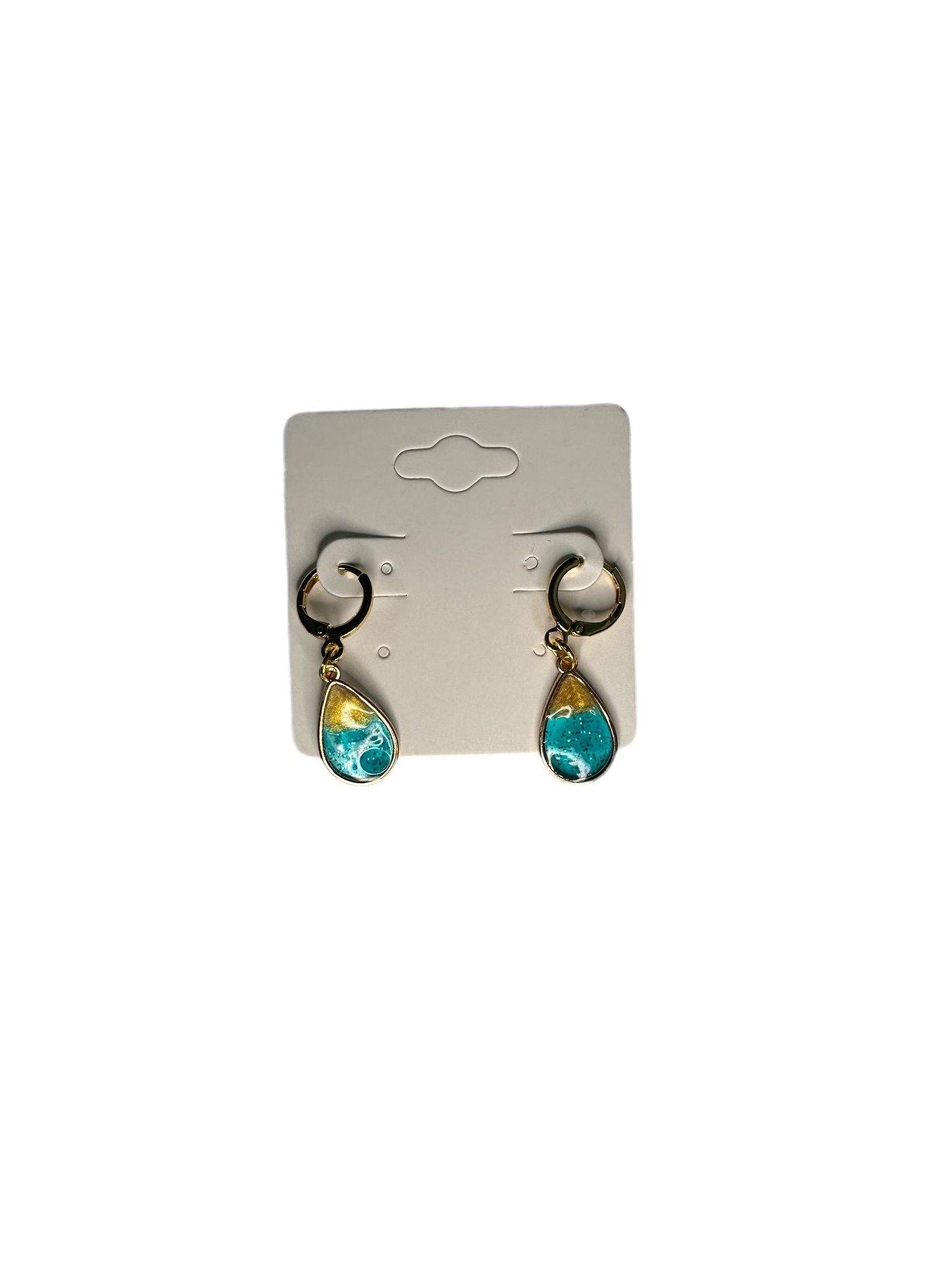 Huggie Teardrop Drop Earring - Blue & Gold