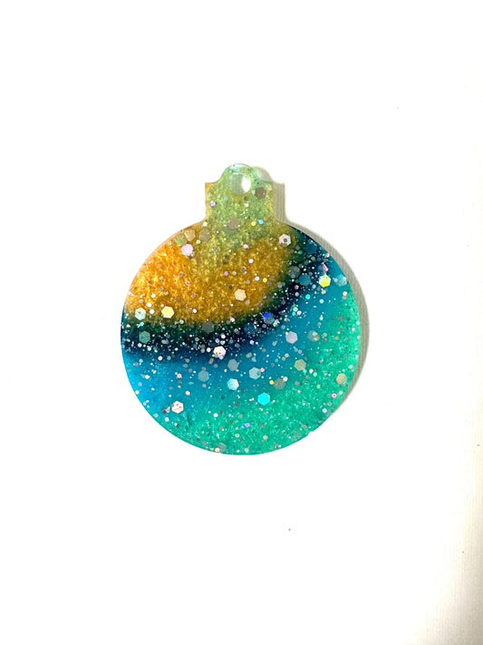 Blue & Gold Glitter Resin Tree Decoration