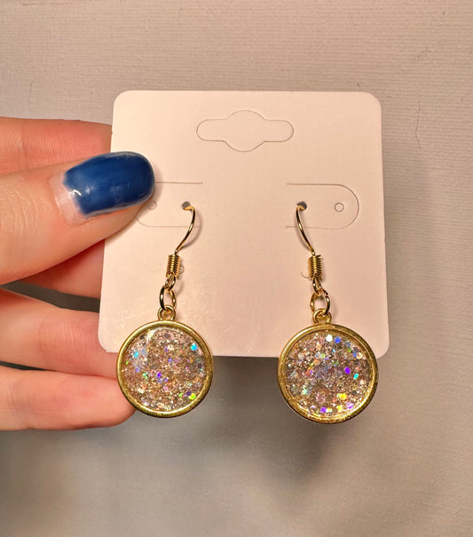 Hook Round Drop Earring - Glitter